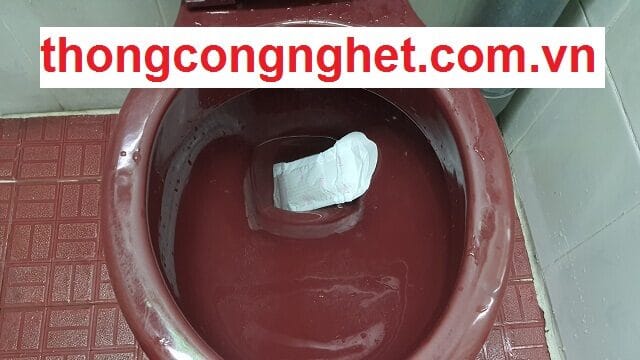 cách thông bồn cầu bị tắc băng vệ sinh