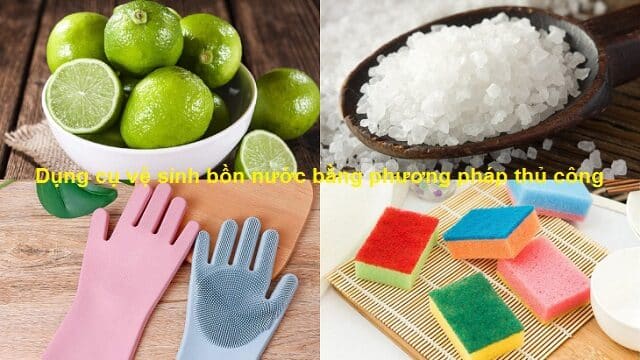 Dụng cụ vệ sinh bồn nước bằng phương pháp thủ công