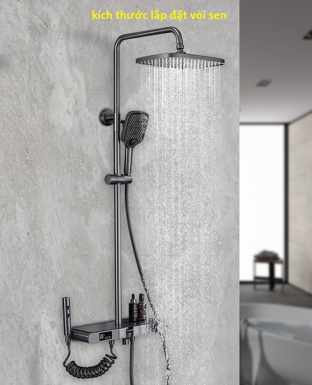 kích thước lắp đặt vòi sen