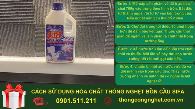 cách sử dụng hóa chất thông tắc bồn cầu sifa